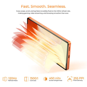 OUKITEL C66 features a 120Hz refresh rate, 1500:1 contrast ratio, 450 nits screen brightness, and 255 PPI pixel density for fast, smooth, and seamless performance, ideal for gaming, video streaming, and browsing.