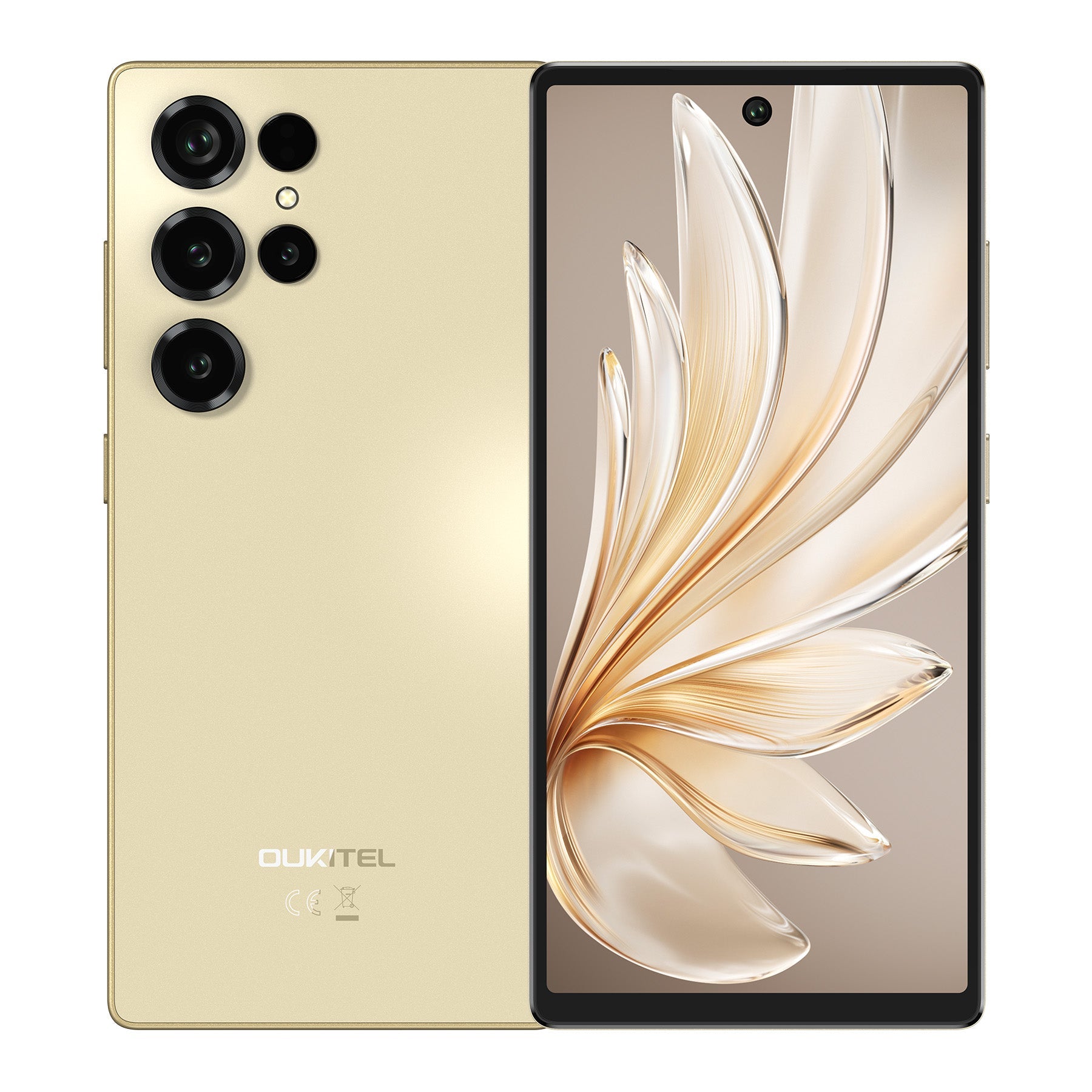 OUKITEL C66 in elegant gold features a large 6.73" display, 24GB RAM + 512GB ROM, and a powerful 5000mAh battery for a premium user experience.