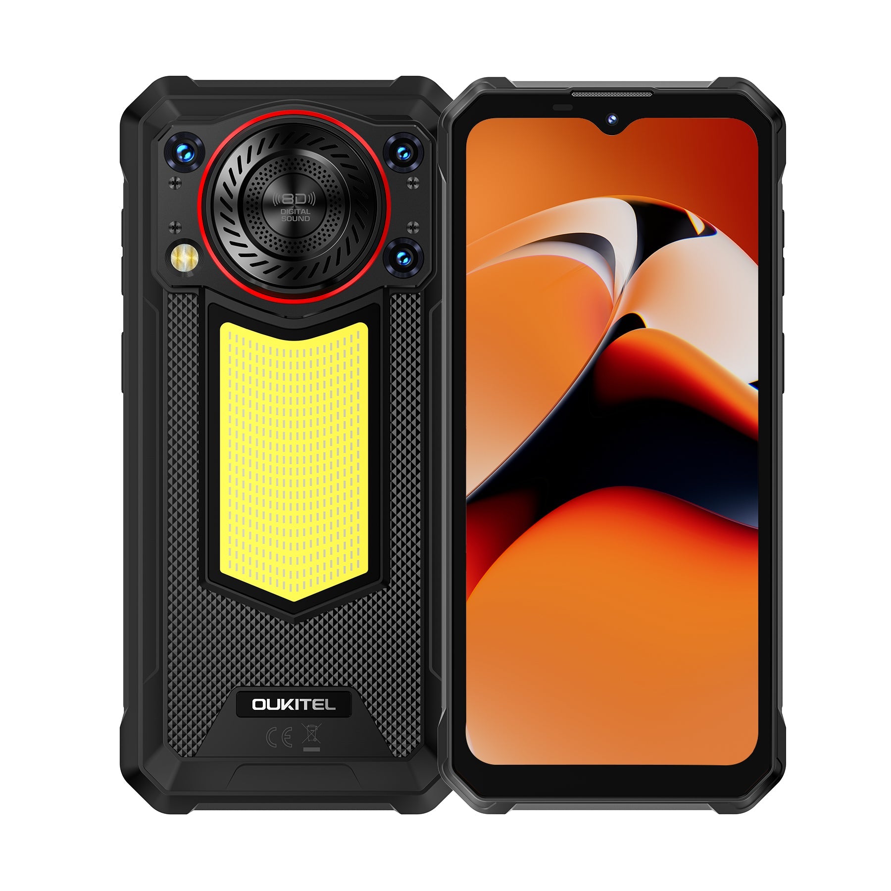 Oukitel WP53 Pro 4G rugged phone in black, featuring 6.52-inch FHD+ display, 11000mAh big battery, 50MP camera, Android 15, 8GB RAM, 256GB storage, and NFC