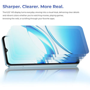 6.52-inch HD smartphone screen demonstrating clear display and vibrant color layers