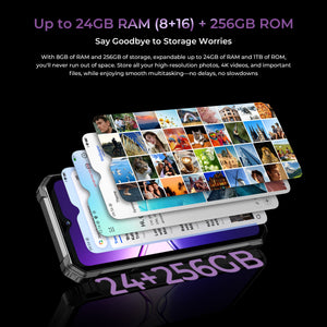 OUKITEL G7 rugged phone with up to 24GB RAM and 256GB storage for smooth multitasking and large file storage