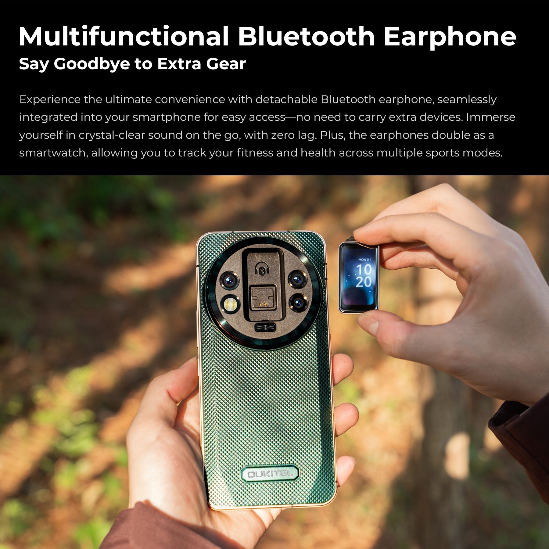 Oukitel WP200 Pro rugged 5G phone with detachable Bluetooth earphone, world’s first modular design for convenience