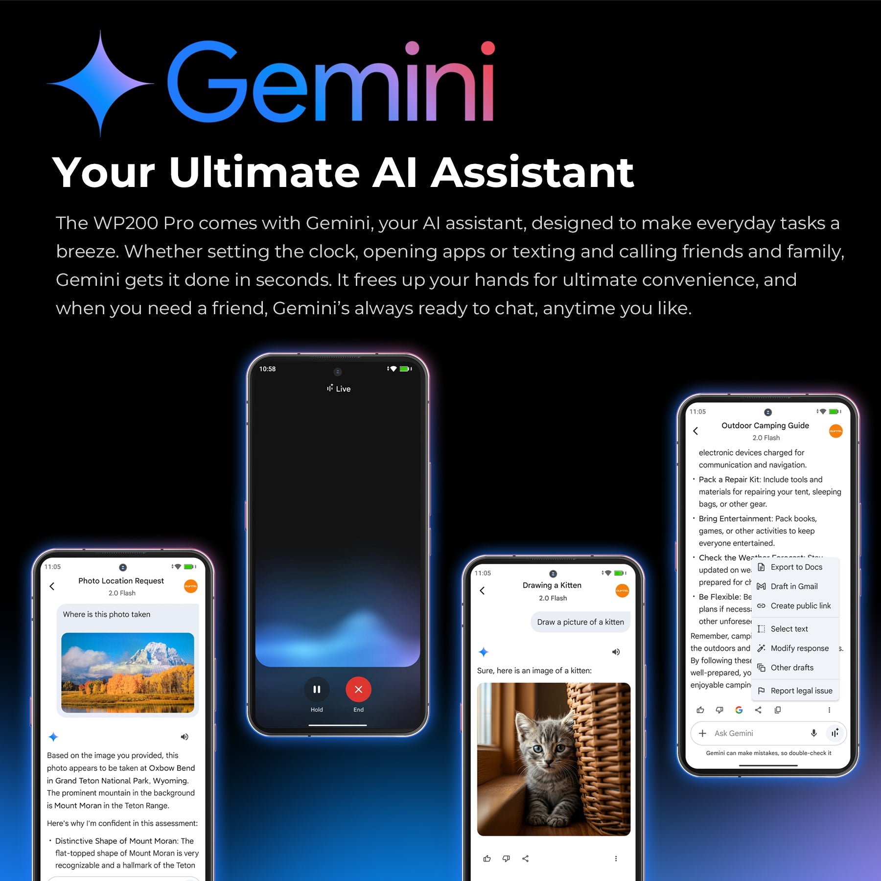 Oukitel WP200 Pro rugged smartphone with built-in GMINI AI assistant for smart control and easy daily use