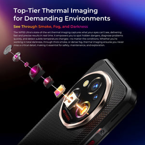 Oukitel WP55 Ultra rugged smartphone with advanced thermal imaging camera, see through smoke, fog, and darkness for safety, maintenance, and exploration.