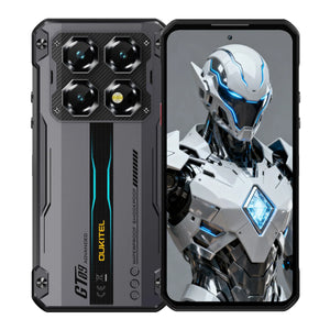 Rugged gray smartphone with quad rear cameras and waterproof shockproof features